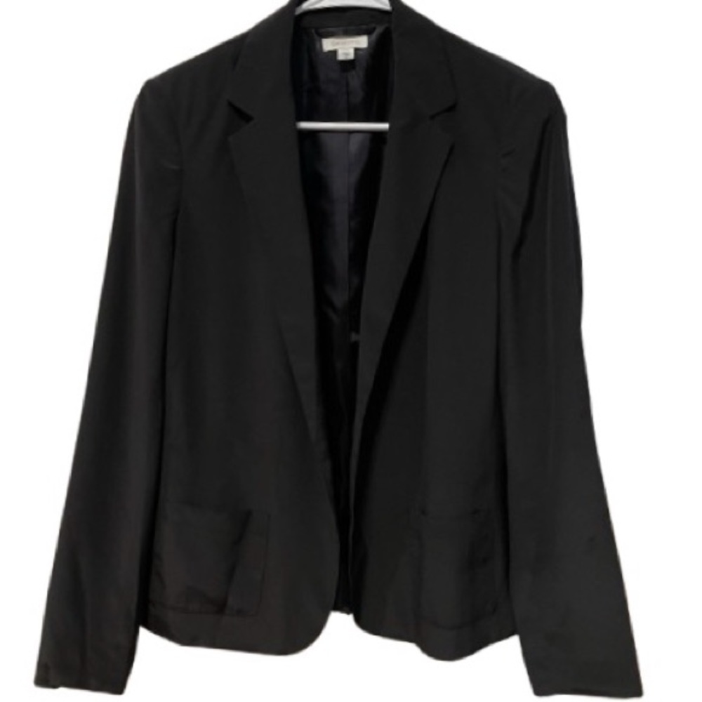 Garnet Hill Women's Size 4 One Button Long Sleeve Blazer Jacket Black Pockets